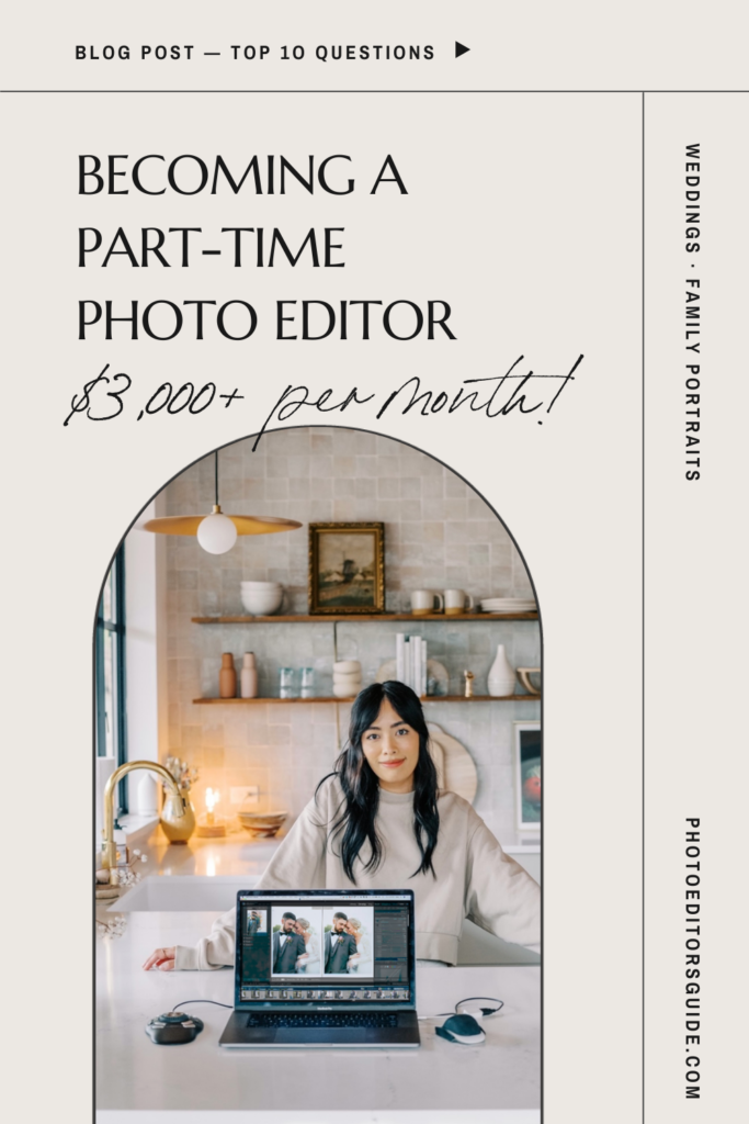 Working from home scene, how to work from home as a private photo editor for wedding and portrait photographers — click for beginner friendly free video training